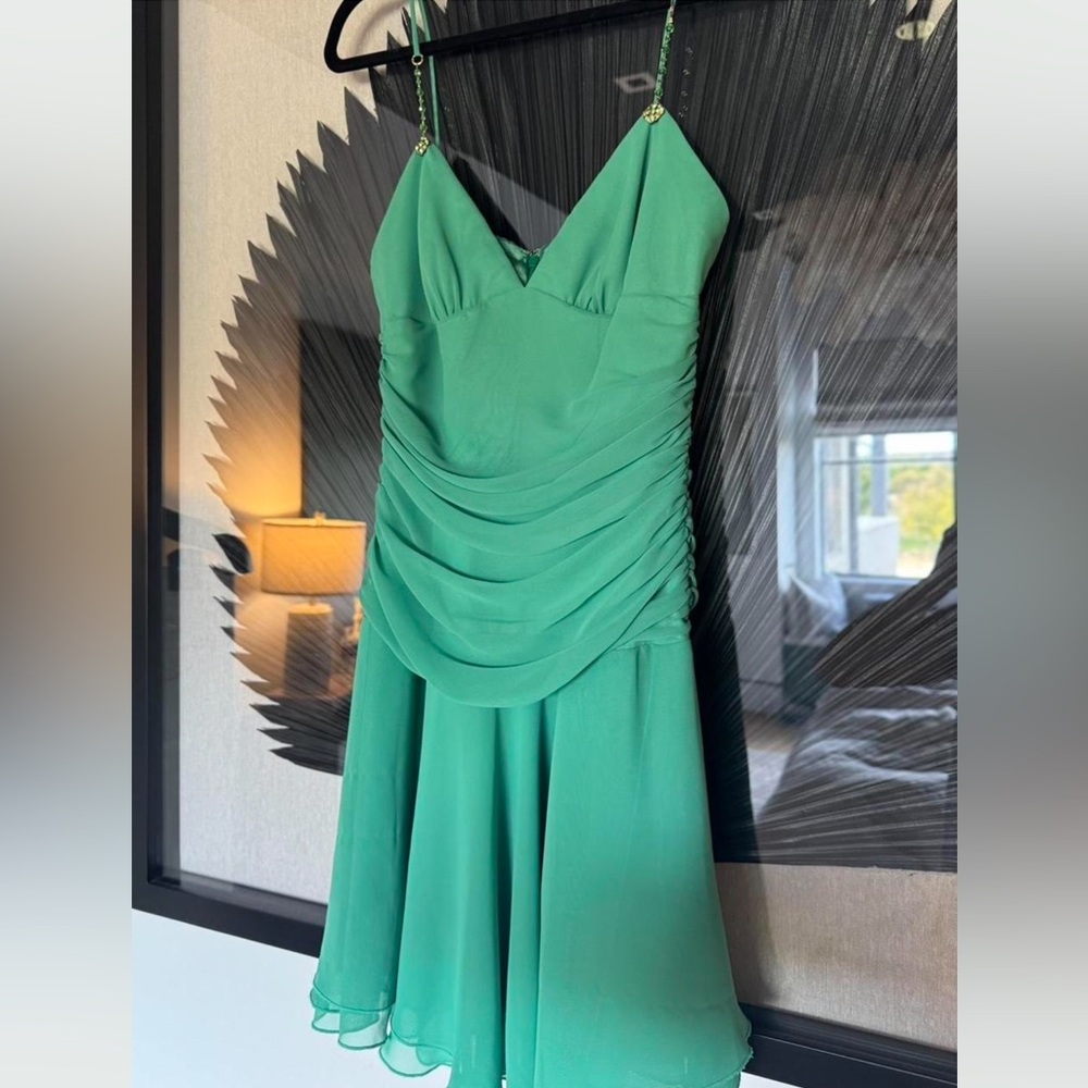 ABS by Allen Schwartz Emerald Green Beaded Dress - Picture 2 of 6